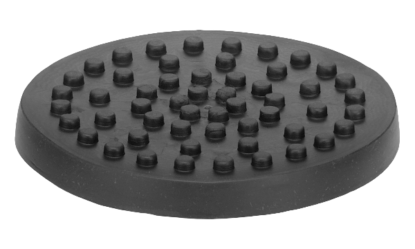 Black textured round object on a white background