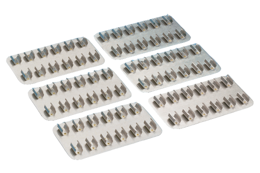 Set of metal tool bits on white background