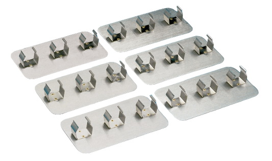 Set of metal connectors on a white background