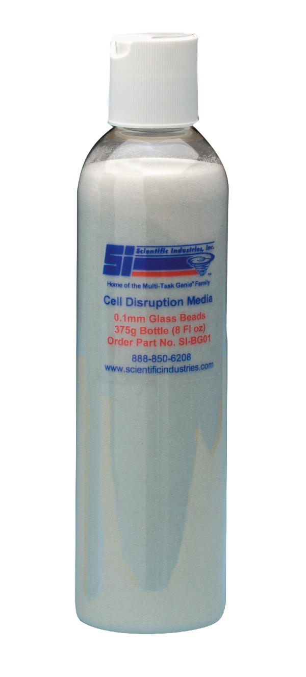 Bottle of Scientific Industries gel uptake media on a white background
