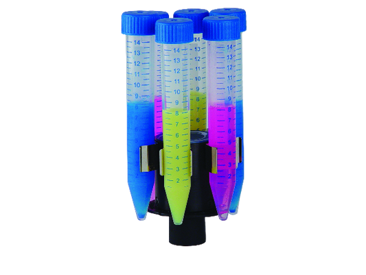 Colorful test tubes with blue, green, and purple liquids on a white background